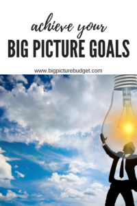 You have to keep your big picture goals in mind. Break goals into actionable pieces to help you achieve your big picture goals.