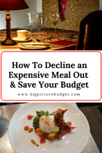 Decline an expensive meal out.  Save money, don't break your budget, and don't offend your friends.